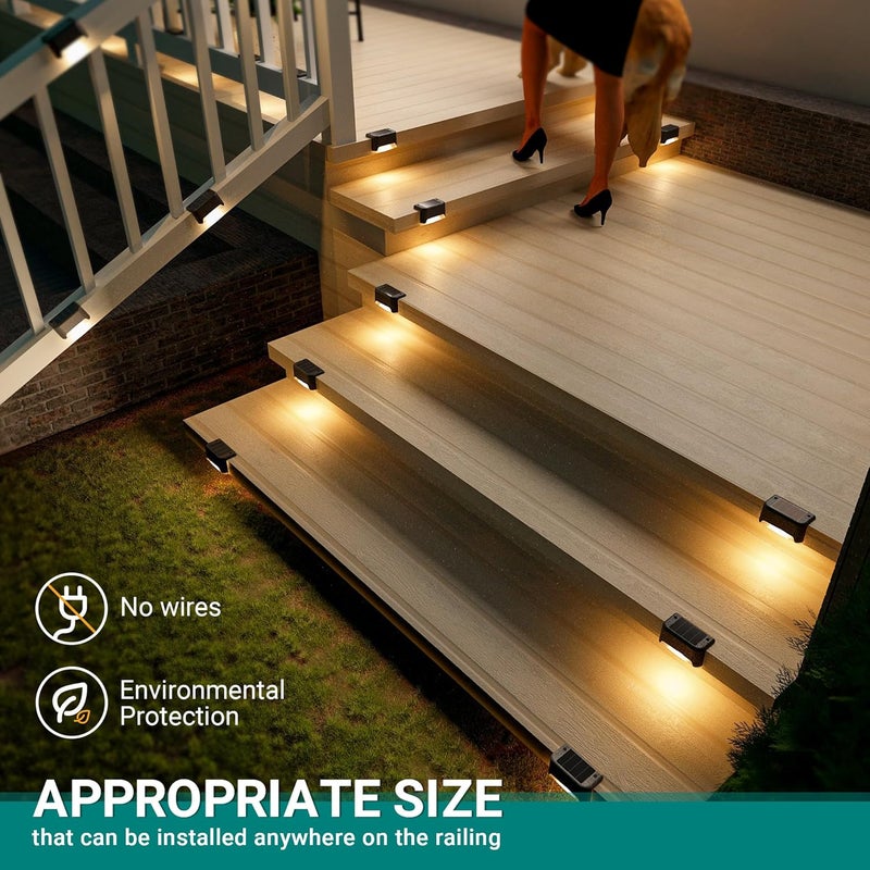 SOLPEX Solar Deck Lights Outdoor 20 Pack, Solar Step Lights Waterproof Led Solares Light for Outdoor Stairs, Step, Fence, Yard, Patio, and Pathway(Warm White) - Image 3